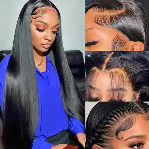 13x6 Straight Lace Front Wigs Human Hair For Women Pre Plucked HD Transparent Body Wave Lace Frontal Wigs For Women 180% Density