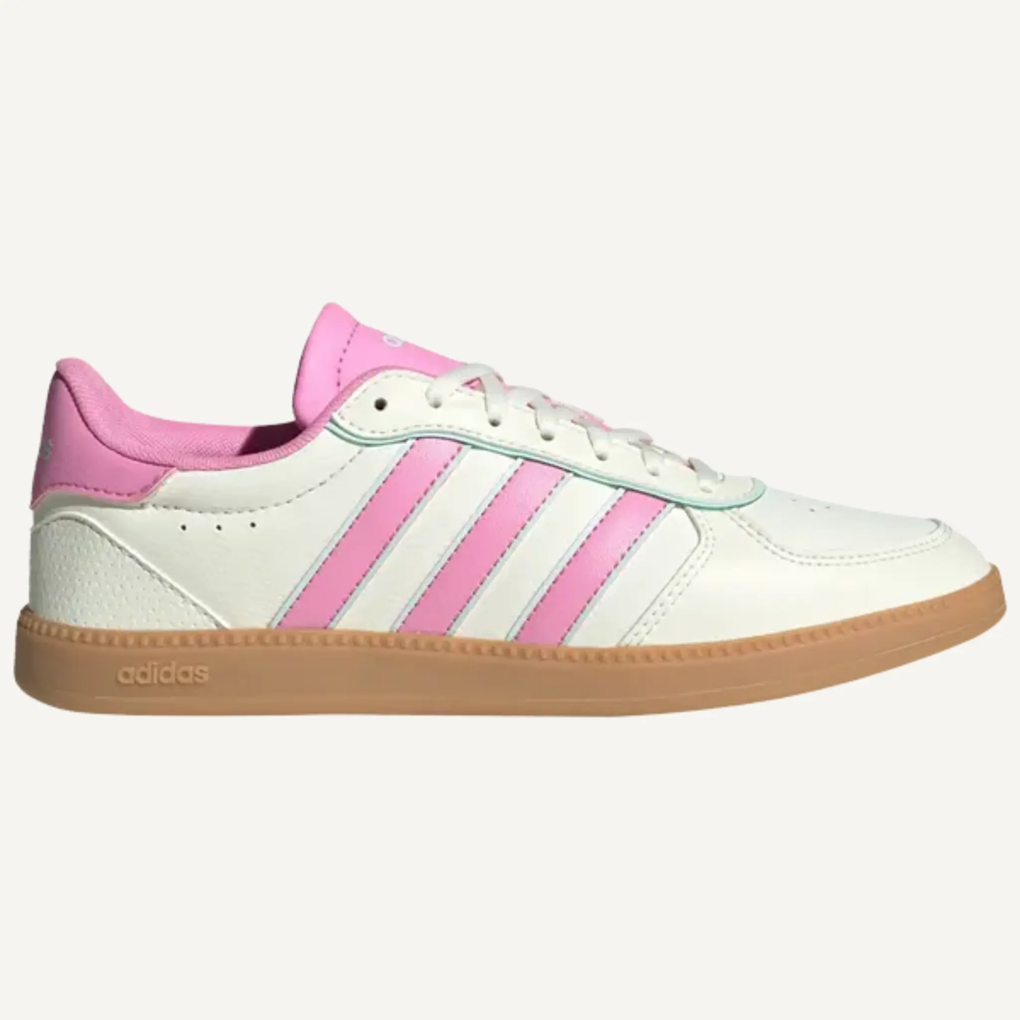 Adidas Women's White/Bliss Pink Breaknet Sleek Sneakers, JH6879 (No Box)