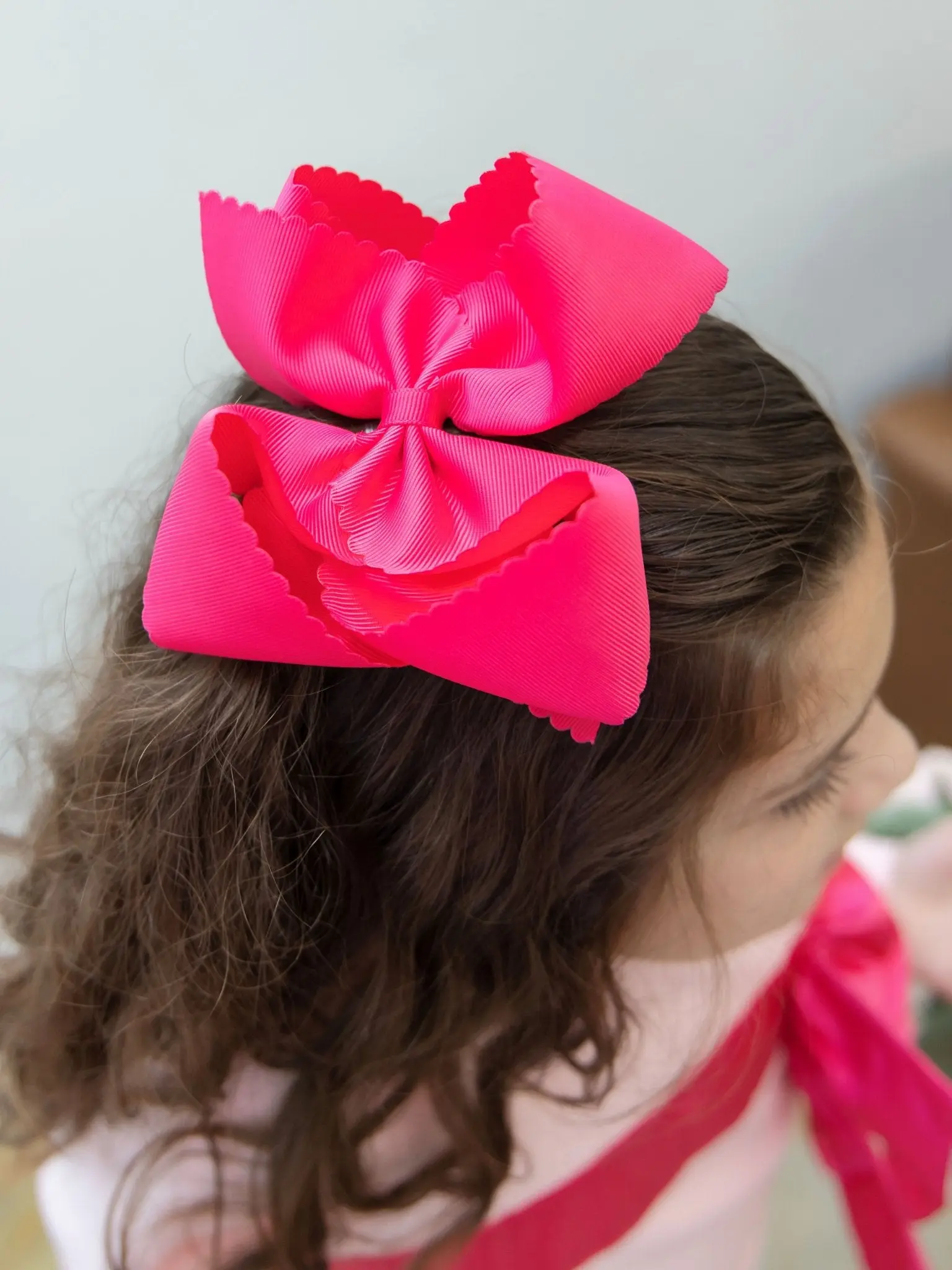 5.5" Oversize Scalloped Hair Bow | Clip or Headband