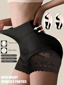 1Pc Seamless High Waist Shaping Panties Women's Lace Tummy Control Panty Slimming Waist Trainer Sheath Flat Belly Underwear Butt Lifting Shapewear