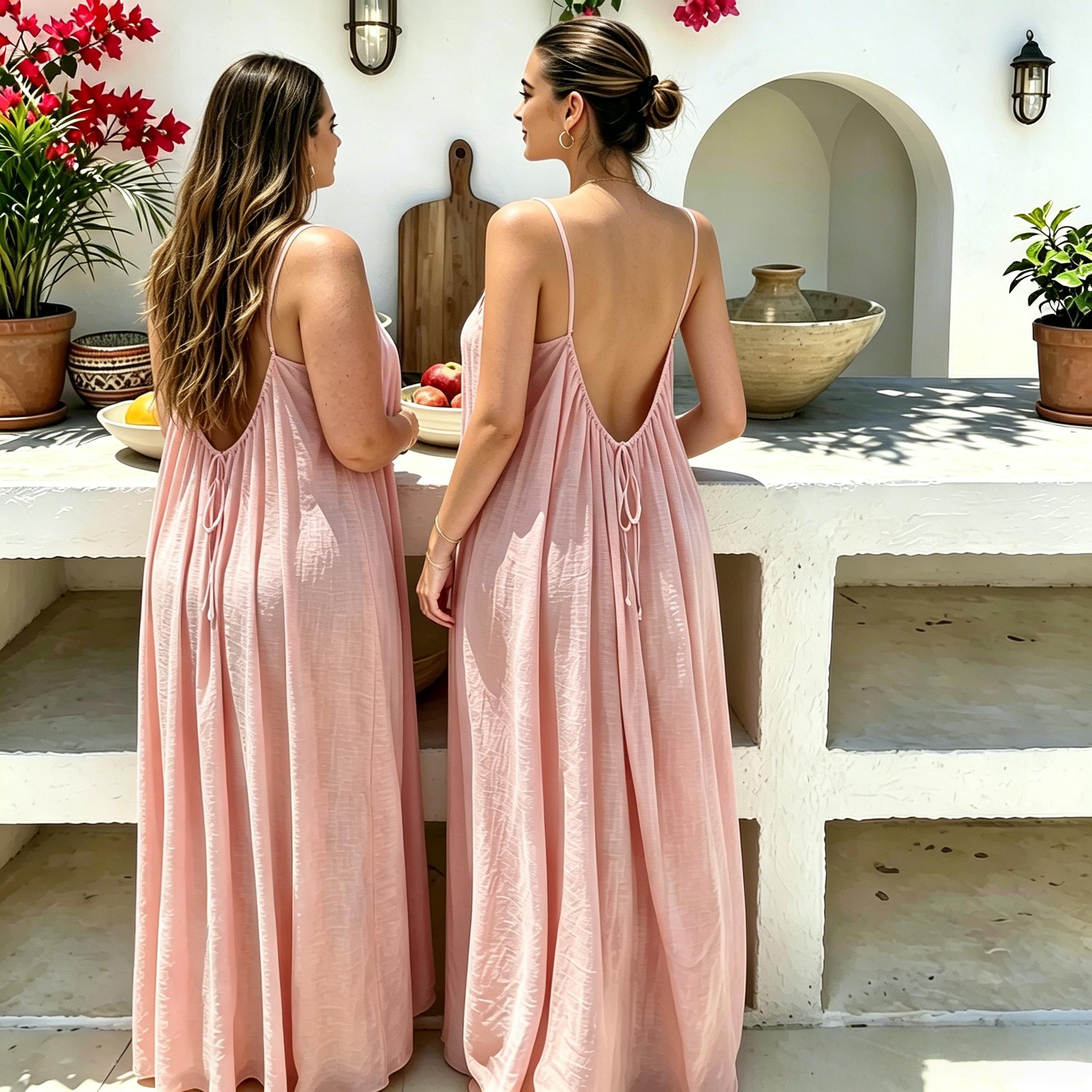 S-2XL Women's Solid Color Cami Lounge Dress, Elegant Sleeveless Sleepwear Dress for Summer, Ladies Sleepwear for Indoor Wear
