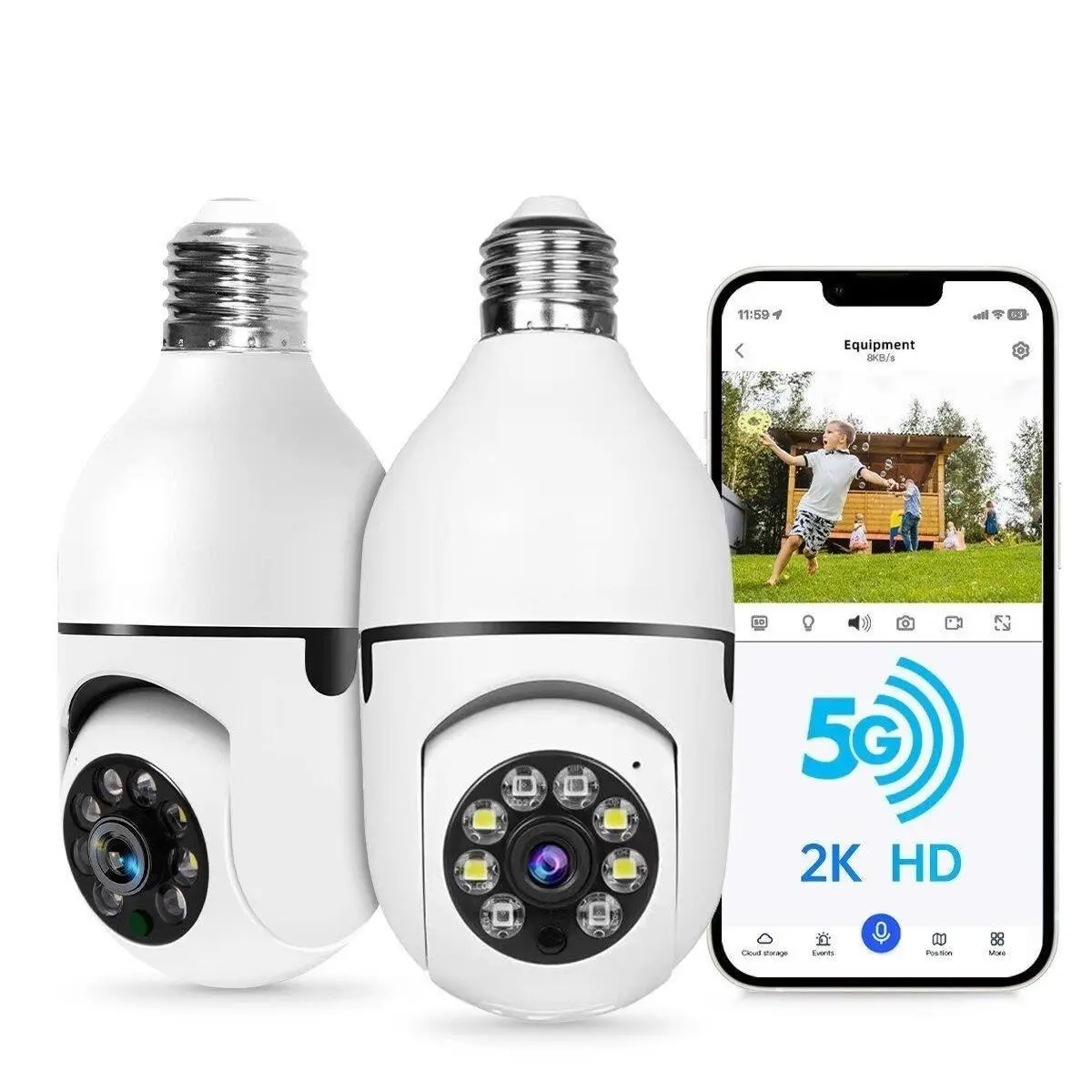 NOAHTECH Bulb Security Camera Wifi 3MP Panoramic Camera with Alexa & 2-Way Audio for Indoor Outdoor - Easy Installation WiFi Home