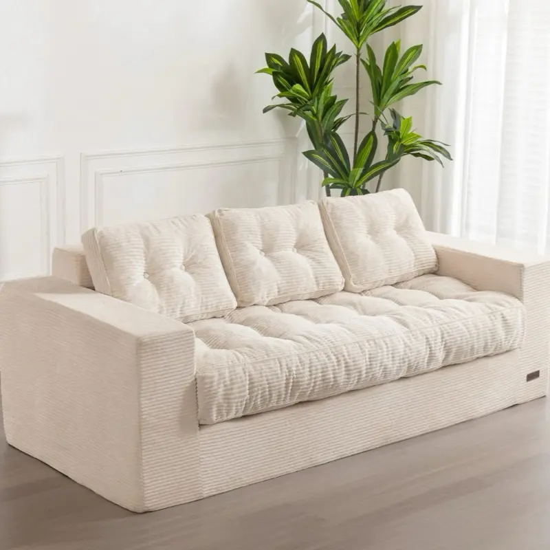 MAXYOYO Corduroy Boneless Couch,Comfy Sofa Couch with Tufted Cushion & Backrest