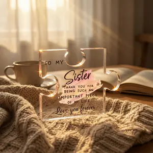 To My Sister Acrylic Puzzle Plaque Heartfelt Sister Gift Clear Acrylic Keepsake for Birthday Mother’s Day Memorial Day Desk Decor