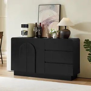 【Valentine's Day Gift】ONBRILL 55" Sideboard With Adjustable Shelf & 3 Drawers Modern Walnut Finish Storage Unit for Living Room