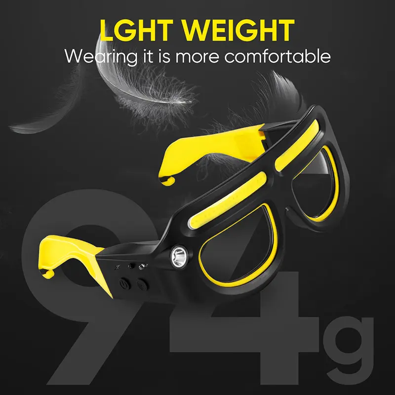 Ergonomic LED Safety Glasses with Hands-Free Motion Sensor, Durable Frame & COB Lights for Outdoor Work, Fishing, and Cycling, Led Lights, Mechanics, Camping, Hands-Free Light, Diy Tasks