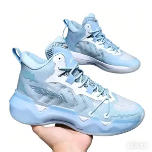 Men's Fashion Sneakers, High-Quality Night Glow Basketball Shoes, Letter Print & Random Pattern, Lace-Up Closure, Unisex, Mid-Top Height, Mesh & Fabric Upper, Rubber Sole, Fabric Insole