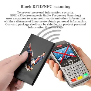 Eagle Anti-Theft ID Credit Card Holder, Ultra-Thin Aluminum Wallet Pocket, Unisex Credit Card Box, Stainless Steel Material