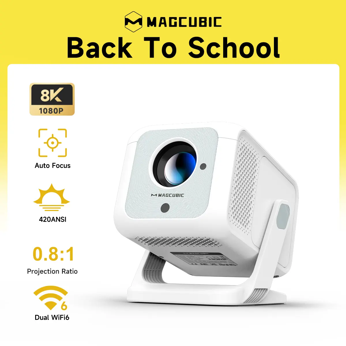 [US warehouse] Magcubic Auto Focus HY310X Projector 420ANSI With 4K Videosource Supported Full HD 1080P Auto Keystone Android 11 Built-in 5W Speaker BT5.2 for Outdoor Theater Stand Mini Portable Projector #TikTokShopBackToSchool