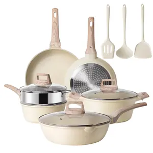 Younghome Nonstick Pots and Pans Set,12 Pcs Induction Kitchen Cookware Cooking Sets,Dishwasher Safe, Ergonomic Handle