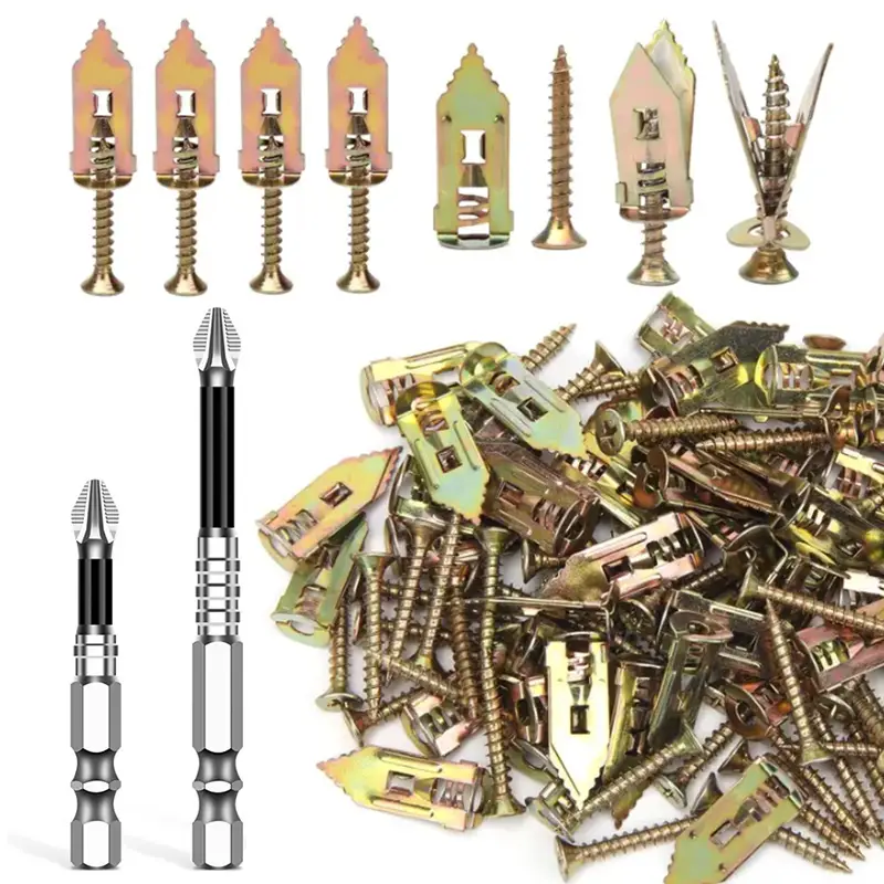 40PCS Self-Drilling Drywall Anchors and Screws Kit, 12x30mm, No Pre-Drilling Needed, Supports Up to 66 lbs, Ideal for Home and Office Organization,Zin