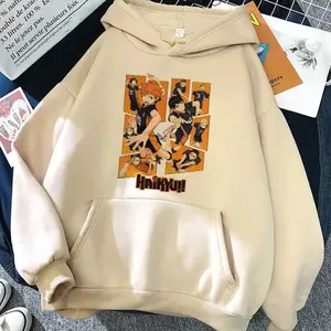 Japanese anime Haikyuu hooded sweatshirt Karasuno Fly High graphic streetwear winter popular warm men's sweatshirt 8KC