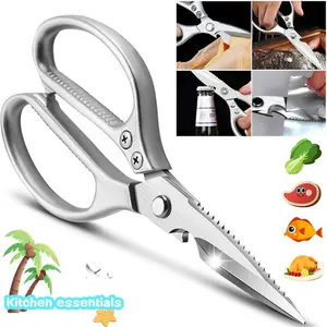 High-Hardness SK5 Metal Kitchen Scissors - Heavy-Duty Chicken Bone Cutting, Ambidextrous Design, Sharp Blades for Meat, Poultry & Vegetables - Multi-Functional Food-Safe Shears for Household & Professional Use