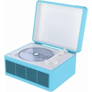 Portable CD Player with  5.2, Rechargeable  & Built-in Speakers - Hi-Fi Retro Suitcase Design for  Decor, AUX/TF Card Support - Ideal  (Light Blue)