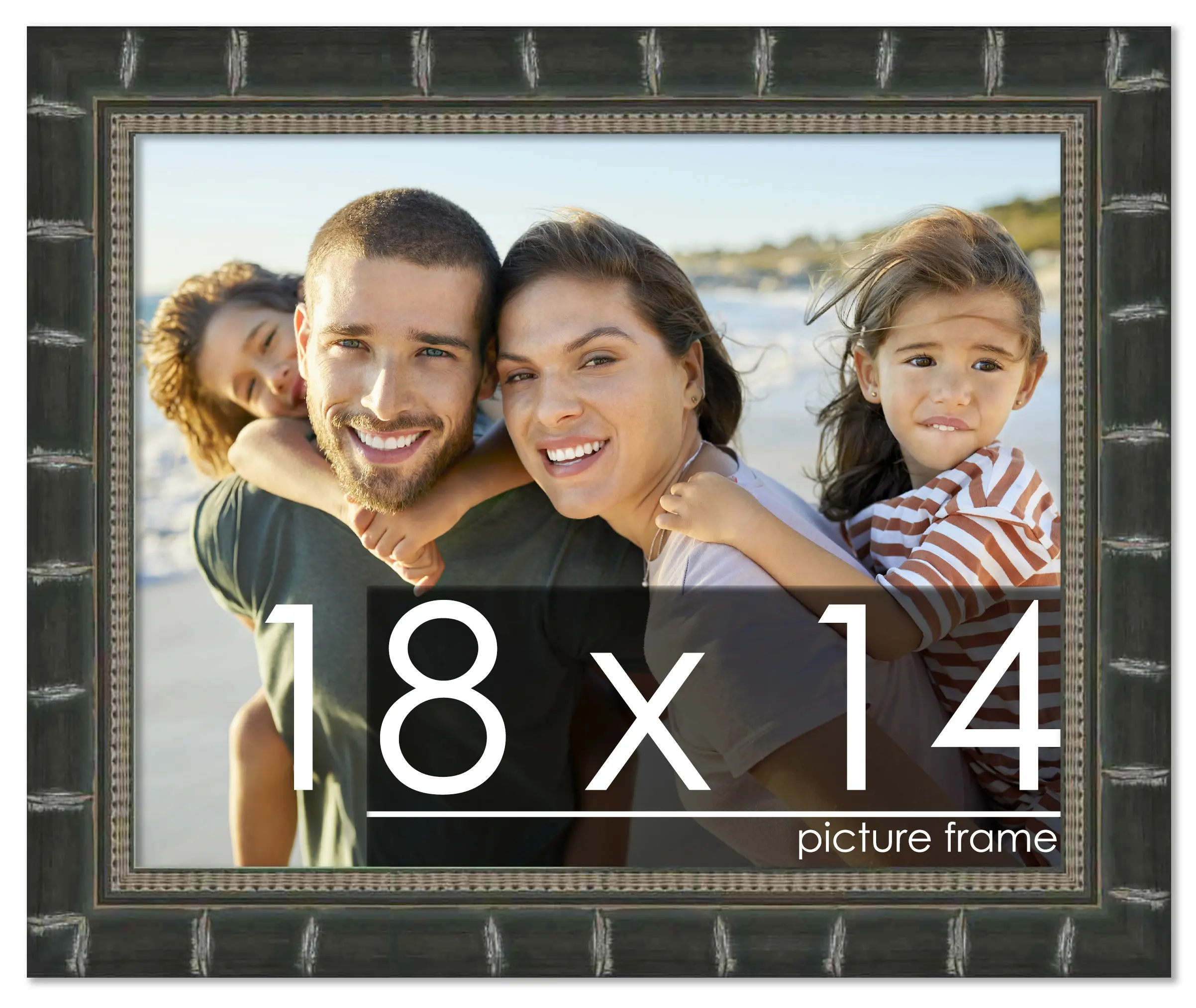 18x14 Black Modern Bamboo Picture Frame - UV Acrylic, Foam Board Backing, Hanging Hardware