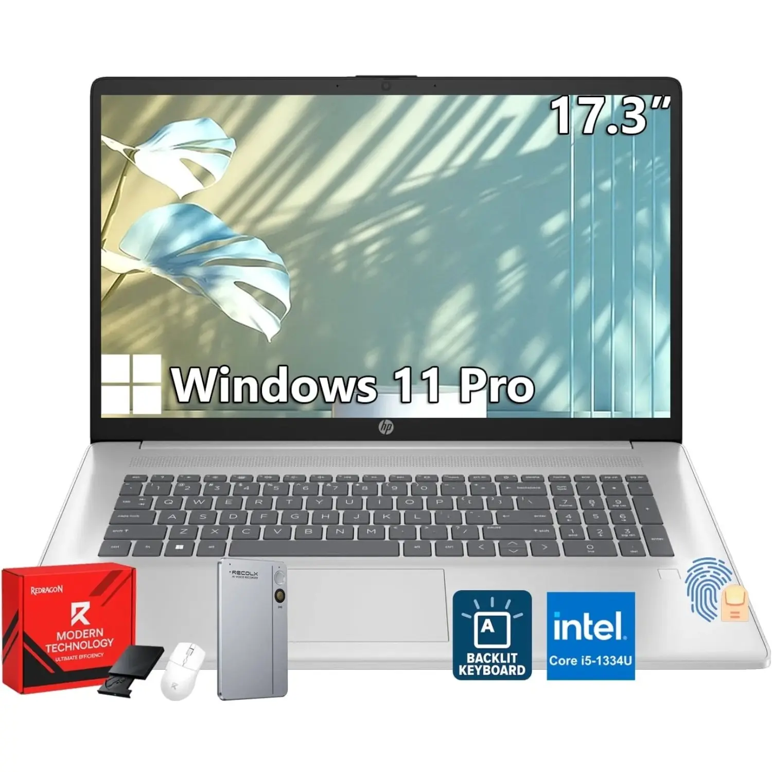 HP 17.3" Laptop, Intel Core i5-1334U, 32GB RAM, 2TB SSD, Windows 11 Pro, Backlit Keyboard, Fingerprint Reader, Silver