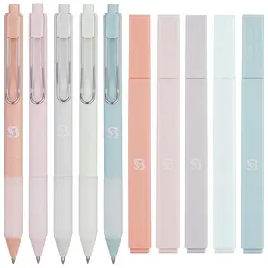 10-Pack Aesthetic Pastel Highlighters & Gel Pens, No Bleed, Soft Ink, Fast Dry, Easy Grip, Perfect for Bible Journaling, Planners, School & Office