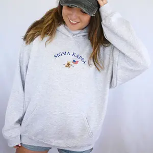 Sigma Kappa Teddy Bear - Ash Hoodie