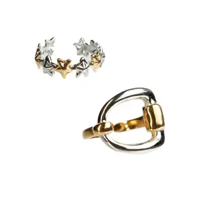 Lucky Charm Stack 316L Stainless Steel Adjustable Rings