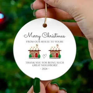 Custom Merry Christmas Neighbor Gift, First Christmas Married, Ceramic Christmas Ornament, personalized ornament, gift, holiday ornament