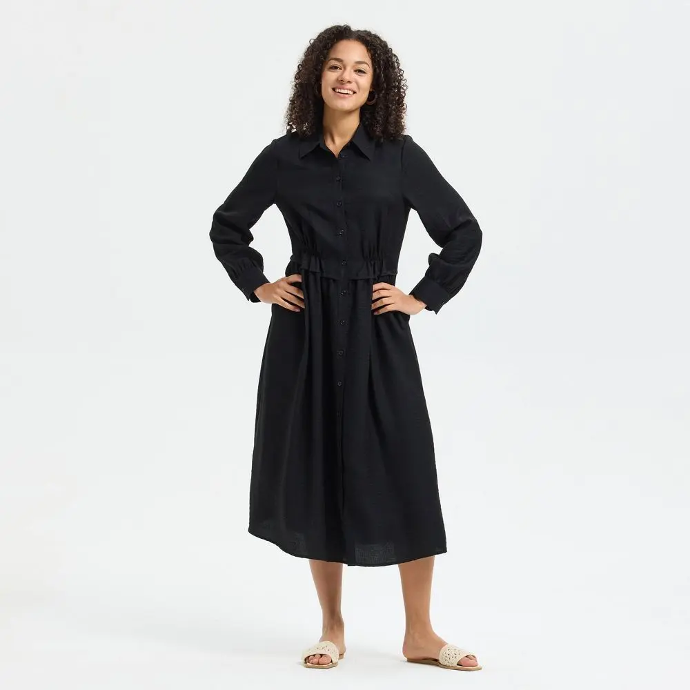 Universal Thread Women's Long Sleeve Button-Down Midi Shirtdress - Workwear & Occasion Dress