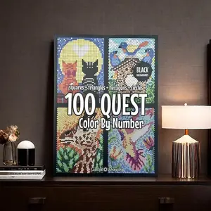 Detachable Sharing 100 Quest Numbered Color by Number Adult Coloring Book - 1 Count Art Craft Paper with Colorful Designs for Coloring and Drawing Activities
