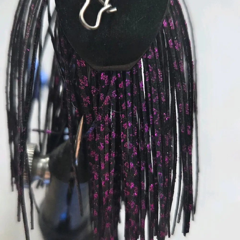 #FB0157 Football Bladed Bass Jig in Black with Purple Glitter Scale