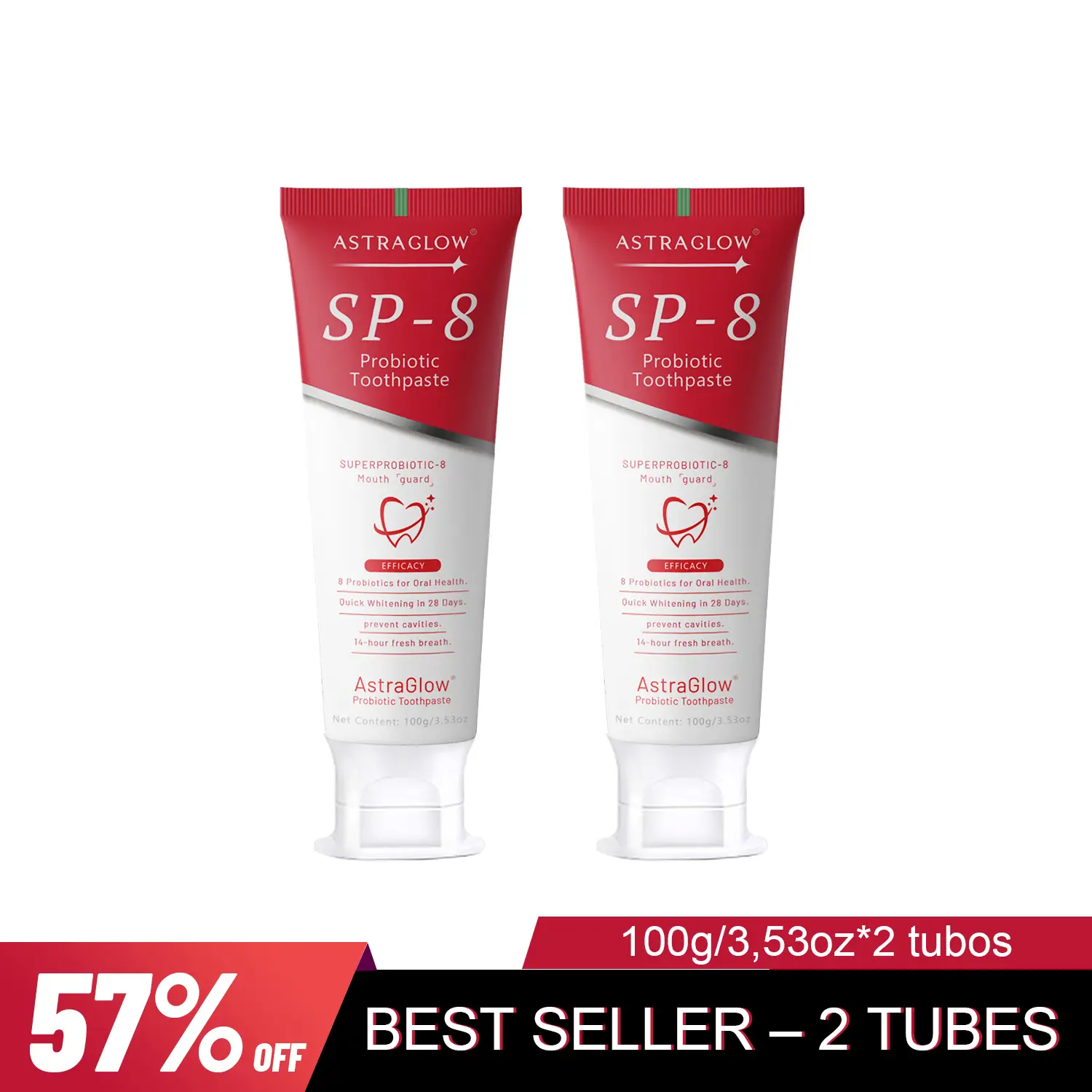 AstraGlow SP-8 toothpaste - Fluoride-Free Formula with Hydroxyapatite & Plant-Based Ingredients for Teeth Cleaning & Whitening