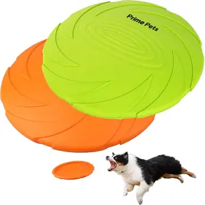 Prime Pets Dog Flying Disc, 2 Pack, 7 Inch, Durable Dog Toys, Nature Rubber Floating Flying Saucer for Water Pool Beach, Orange and Green