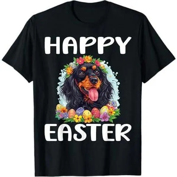 Gordon Setter Dog Breed Happy Easter Men Women Kids T-Shirt