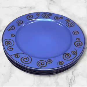 Mikasa Tribeca Dinner Plates Set of 4 | Blue Swirl Design | Excellent Condition