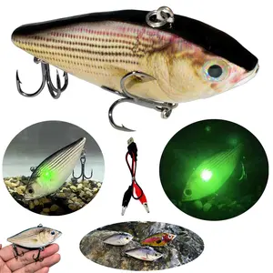 Fishing Lure Bait Swimbait Vibration Electric Minow USB Charge Wobblers Flashing LED Light  Crankbait 3.1inch Vivid Fish Hook