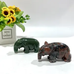 2 Counts 3 Inches Anteater Crystal Carving Green Aventurine Red Jasper Healing Stones Natural Stone Chakra Balancing Reiki Home Office Decor