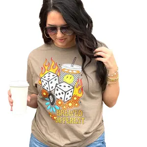 Brewed Different Coffee Graphic Tee Casual Crew Neck Casual Tee