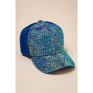 Front Bejeweled Rhinestone Cap