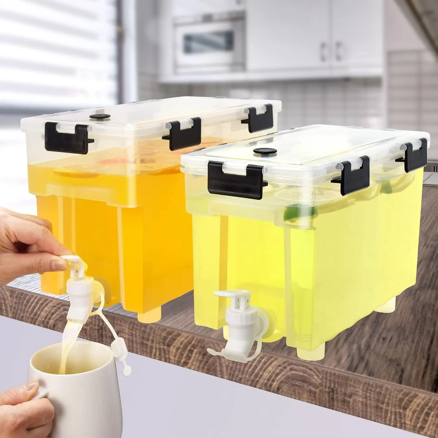2.5 Gallon Drink Dispenser For Fridge,Beverage Dispenser With Spigot. Milk,Lemonade Dispenser,Juice Containers With Lids For Parties And Dairly Use,100% Sealed And Filter screen（1+1.5）Gallon