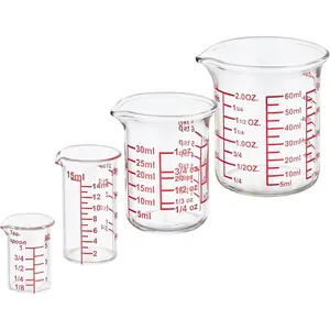 4-Piece Glass Measuring Cup Set, Borosilicate Beaker Style Nesting Liquid Measuring Cups