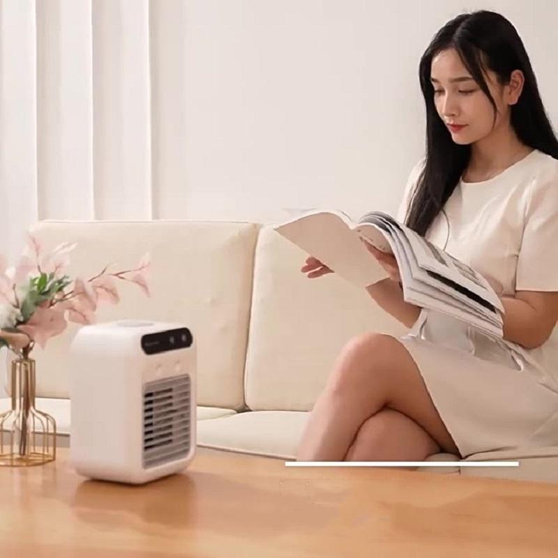 Portable Air Conditioner Air Cooler Fan with Atomization Technology for Room Office Cars USB Powered Ivory White 25W 167x225x120mm Touchscreen Control