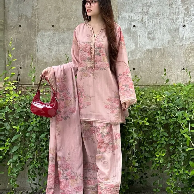 Farshi Women's pink     Salwar Kameez with Gold Embroidery for Casual Party Wear Indian Summer Collection