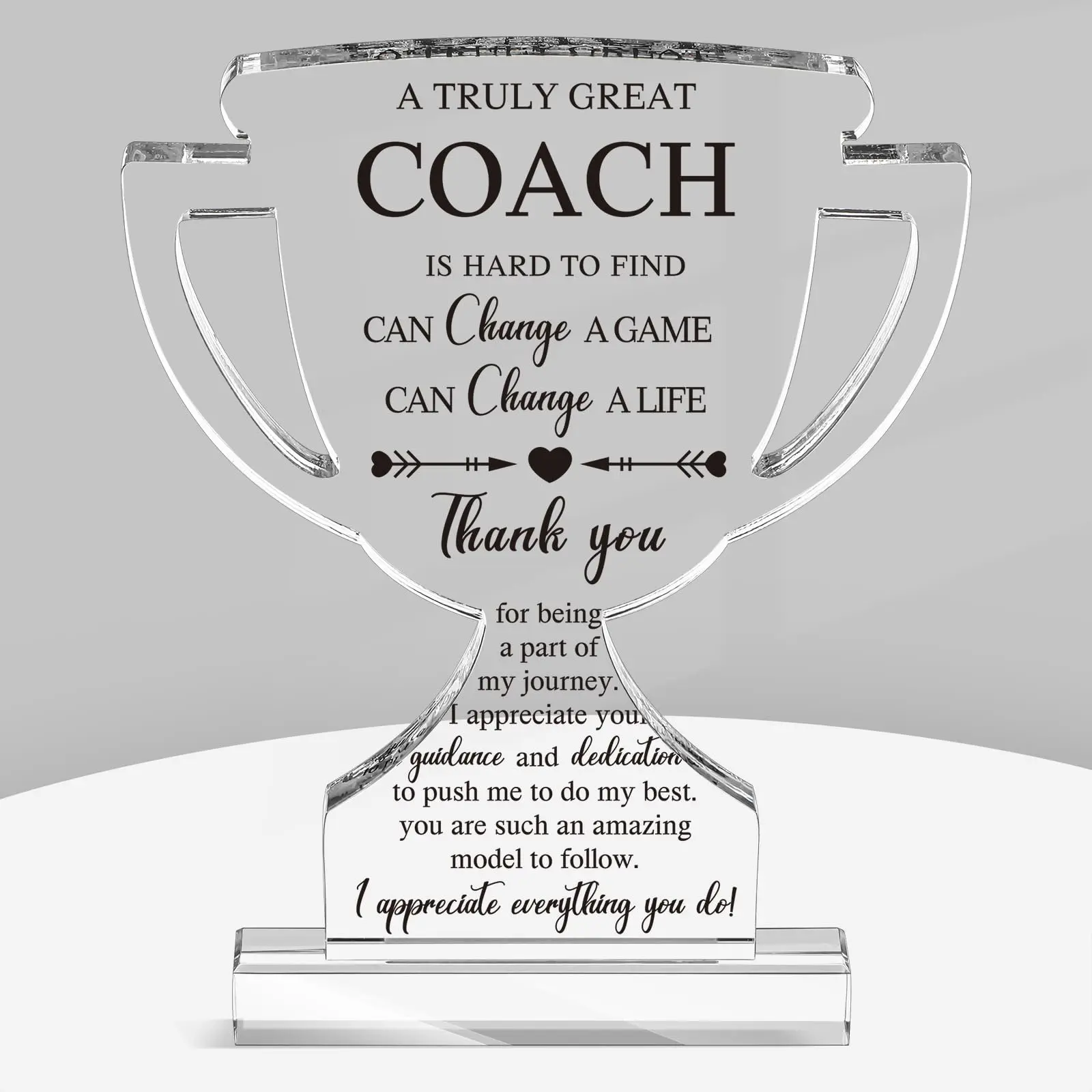 Coach Gifts Thank You Plaque, Acrylic Trophy Shape, Appraisal Gift for Sports Coaches, Table Desk Decor, Championship Theme, Acrylic Desktop Decoration, Acrylic Desktop Ornament