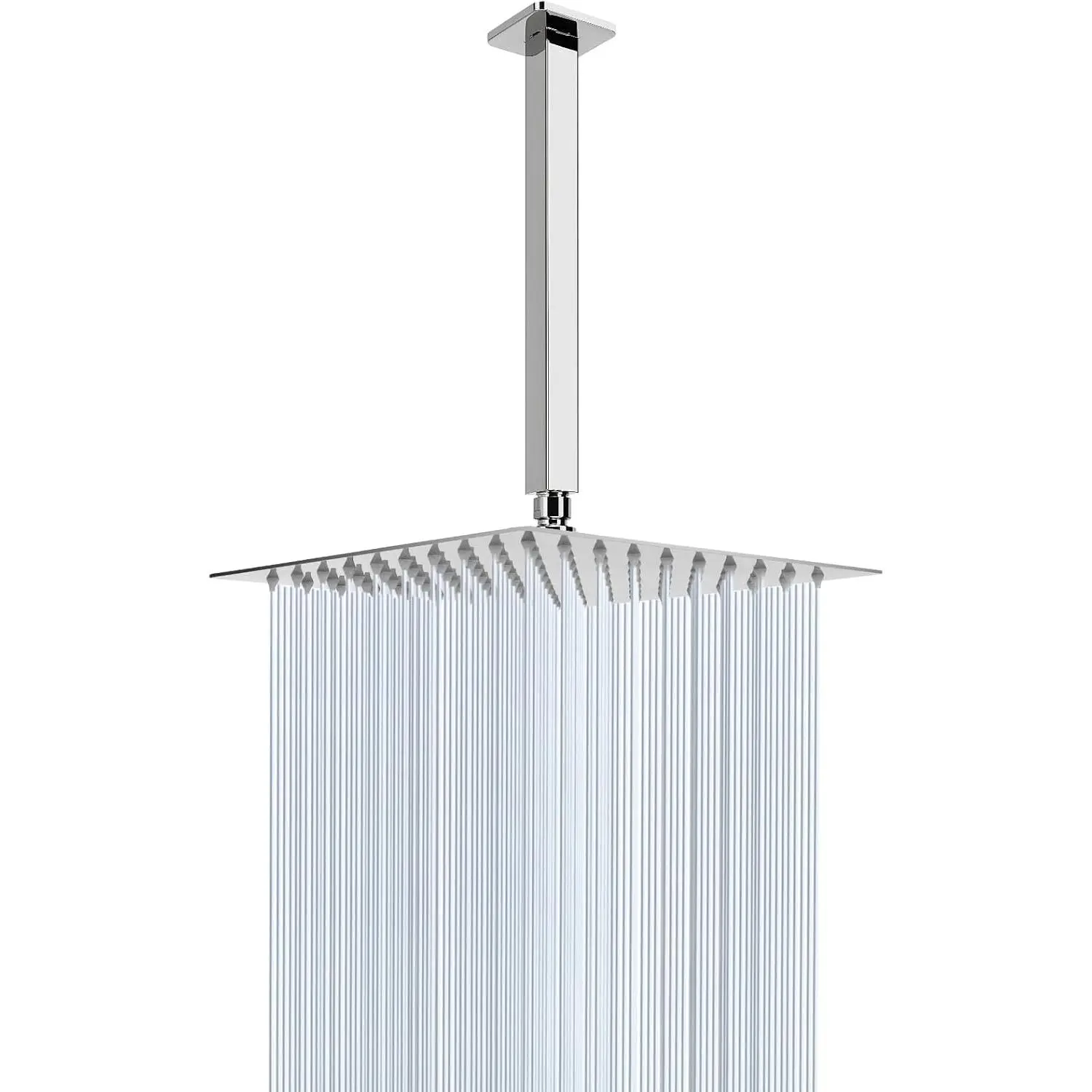 Rain Shower  With Shower Arm, Ceiling Mount Square Shower, Stainless Steel Ceiling Rainfall Showerhead- Waterfall Full  Coverage (8 Inch, Chrome Finish)
