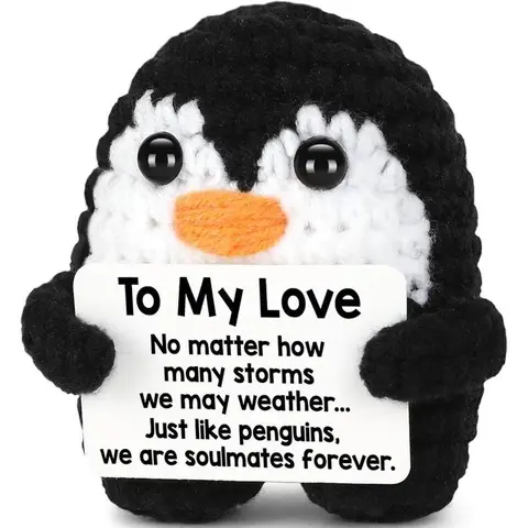 Gifts for Him Her Boyfriend Girlfriend, To My Love Handmade Crochet Penguin Present, Wedding Anniversary Birthday Gift for Women Men, Romantic I Love You Gift for Couples Wife Husband Christmas valentines day gifts