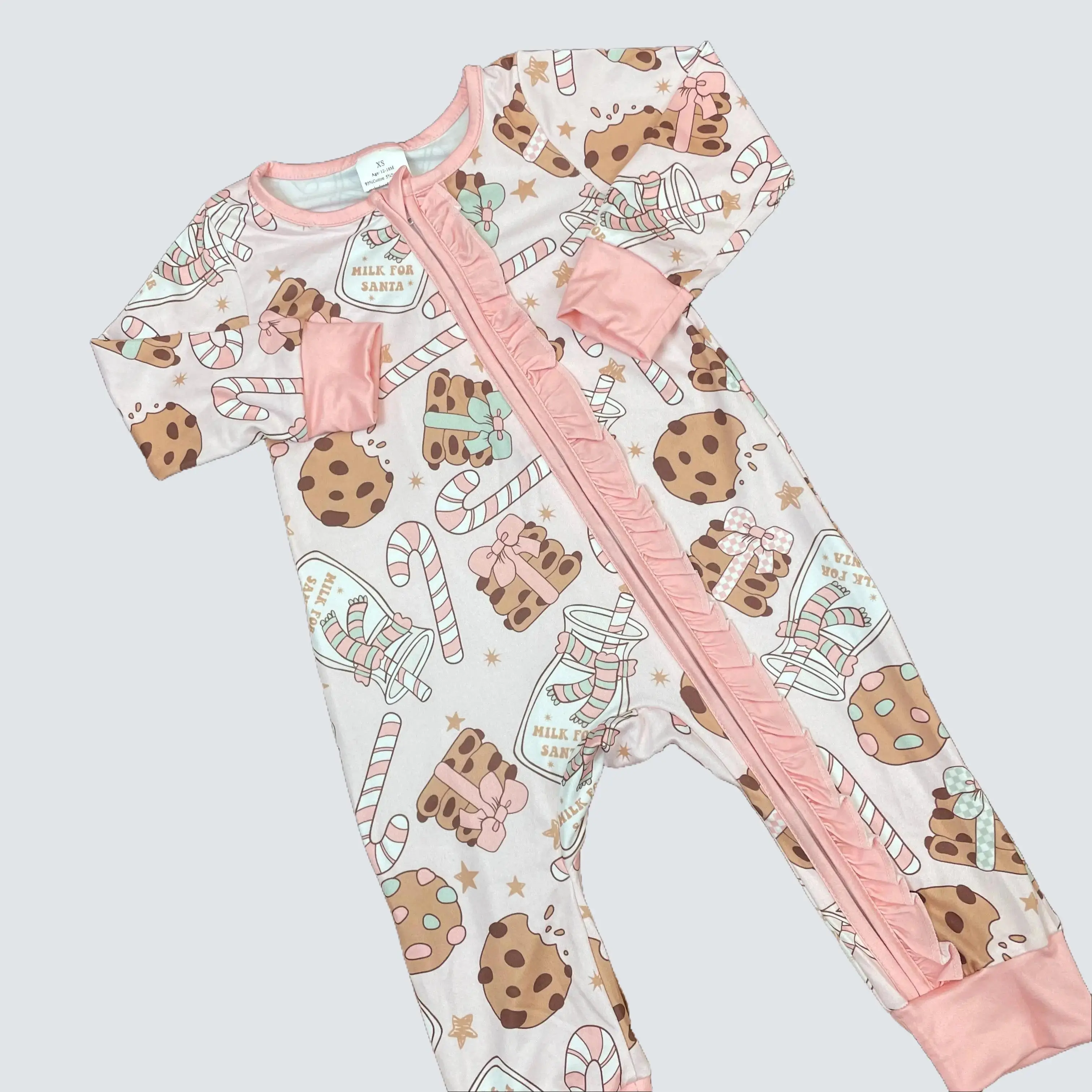 baby girl clothes newborn christmas romper cute milk biscuit sleep wear sleeper zipper romper zip romper