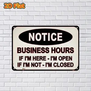 Vintage Metal Sign, 12x8 Inches, Rustic Iron Wall Decor, Humorous Closing Message, Store Business Hours Indicator, Country Style
