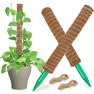 Moss Totem Pole - Moss Pole for  Monstera 2 count 15.7 Inch Coco Coir Pole for Climbing Indoor Potted   Grow Upwards with Jute String Moss Stick for  Support Extension