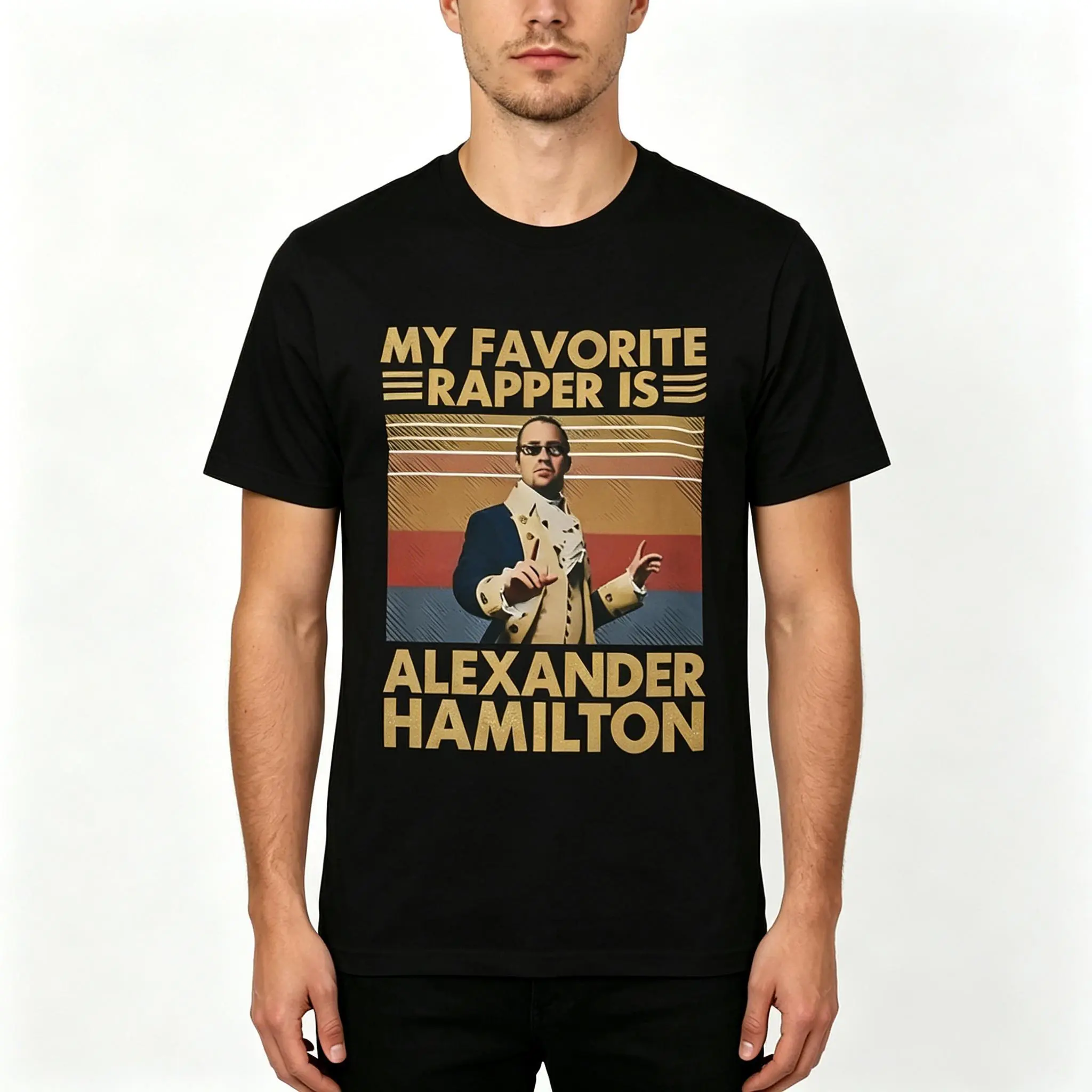 Humoristic Musical Tee Celebrating Alexander Hamilton as My Favorite Rapper