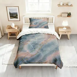 2/3pcs Ombre Marble Duvet Cover, Premium Fabric, All-Season, Bedroom & Dorm Decor, Perfect Holiday Gift for BFFs, No Filler Included
