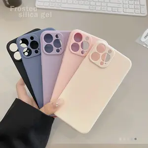 Soft Solid Color Silicone Matte Phone Case For iPhone 15 14 13 12 11 Pro Max 16 Plus Shockproof Bumper Cover