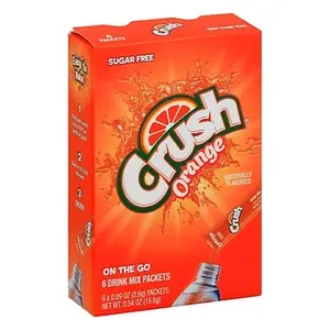 6x Crush Orange On The Go Flavoring Powder - Hydration Drink Mix Pack 24 Servings
