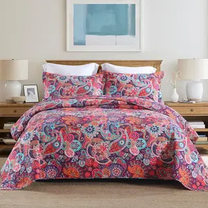 Bedspread Quilt Sets Reversible Bedding Coverlet Sets Comforter Paisley Floral Bohemian Bedspread,Bohemian Red Gorgeous , Size